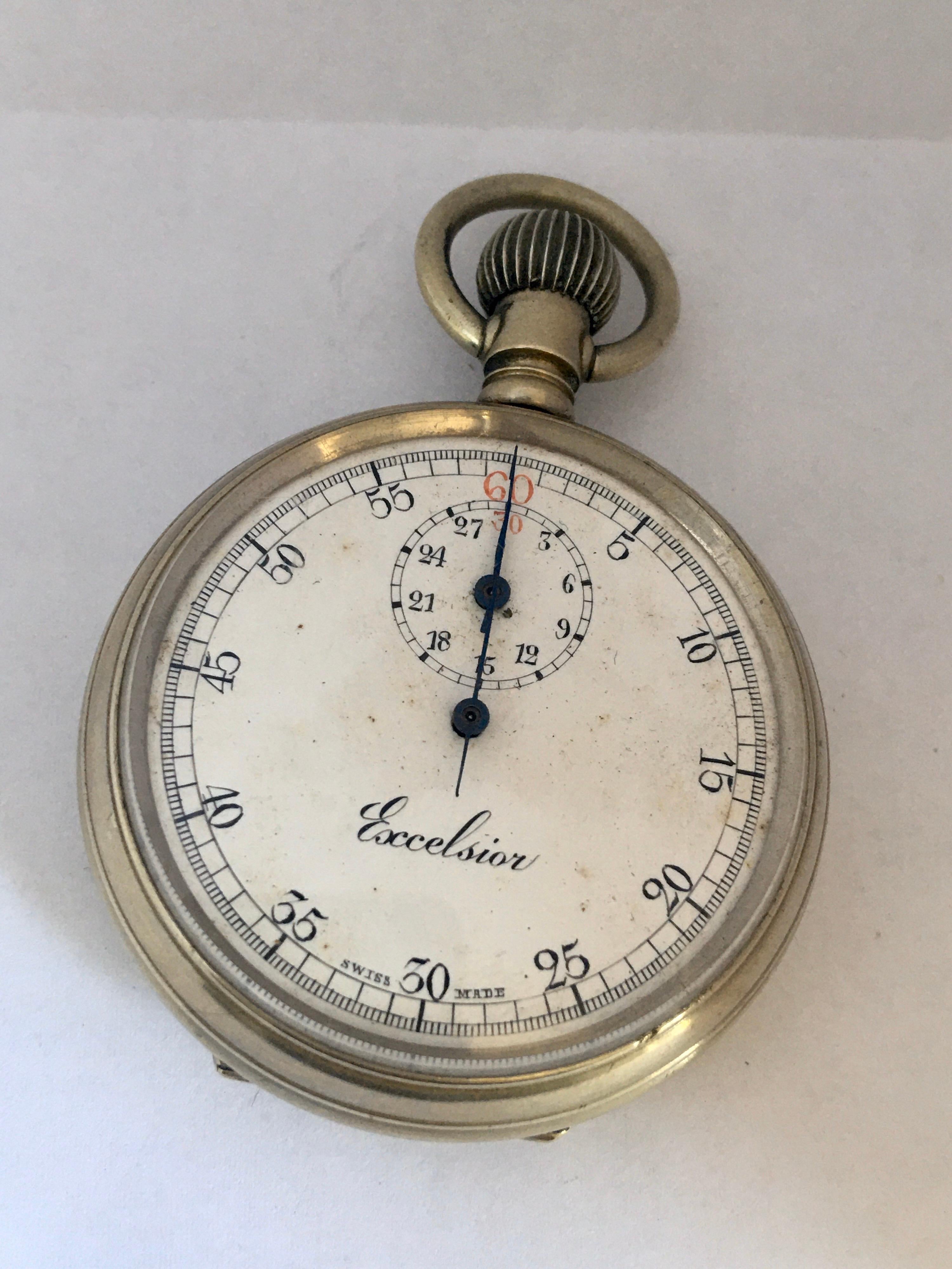 Antike Schweizer Flyback-Taschen-Stoppuhr 9