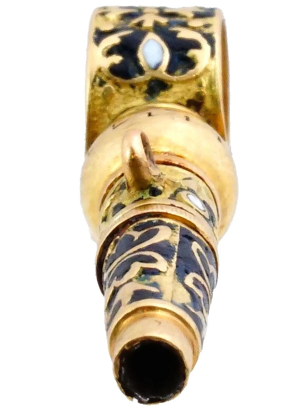 Antique Swiss Gold Enamel Pocket Watch Key Pendant 2