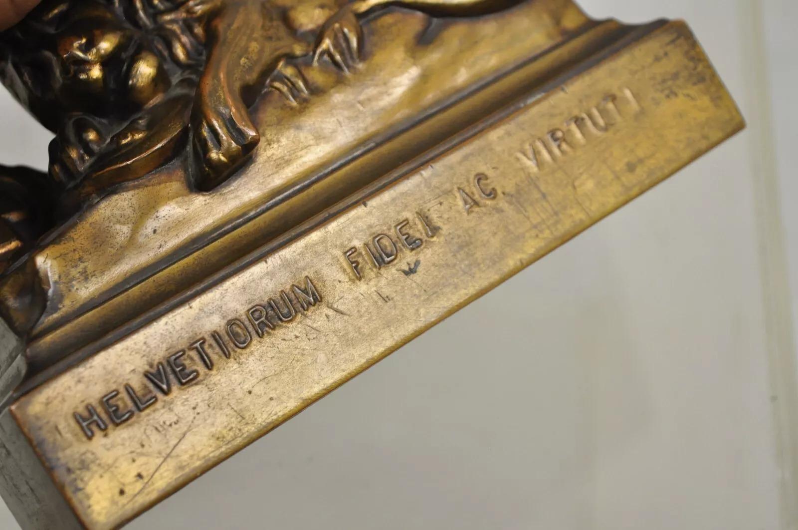 Metallo Antico fermalibri in bronzo della Guardia Svizzera Helvetiorum Fidei AC Virtuti 
