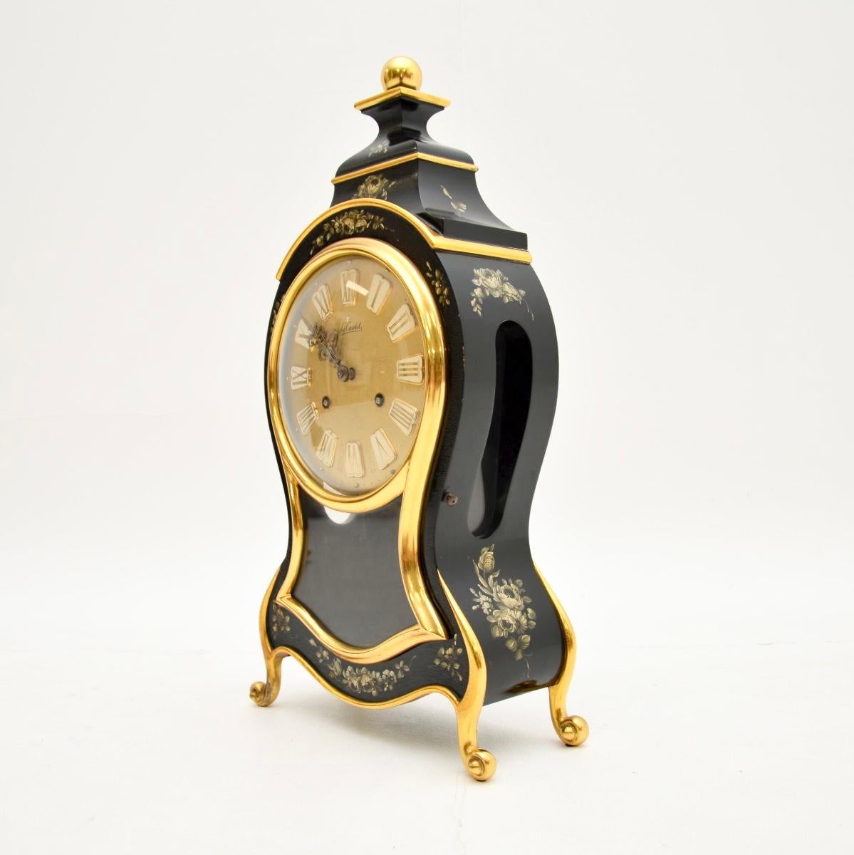 Louis XV Antique Swiss Hand Painted Wall Clock by Le Castel For Sale