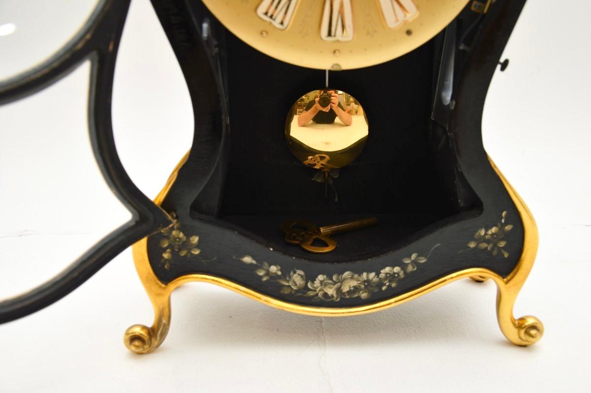 Antique Swiss Hand Painted Wall Clock by Le Castel For Sale 1