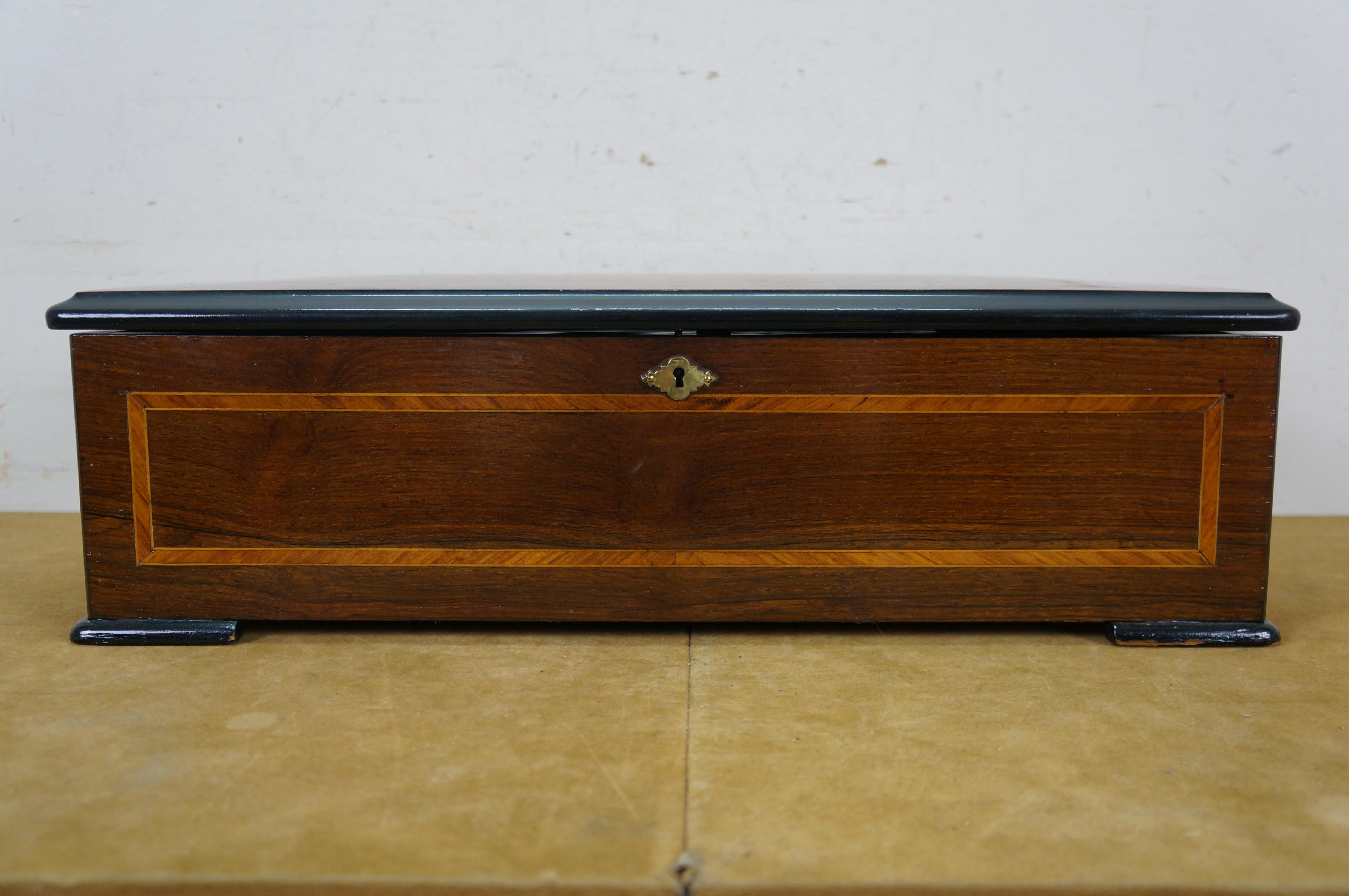 Antique Swiss Langdorff & Fils 8 Tune Niut Airs Marquetry Music Box 20