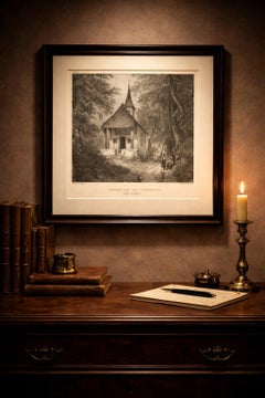 Antique Swiss Lithograph, Chapelle de Küsnacht, William Tell Scene, 1825