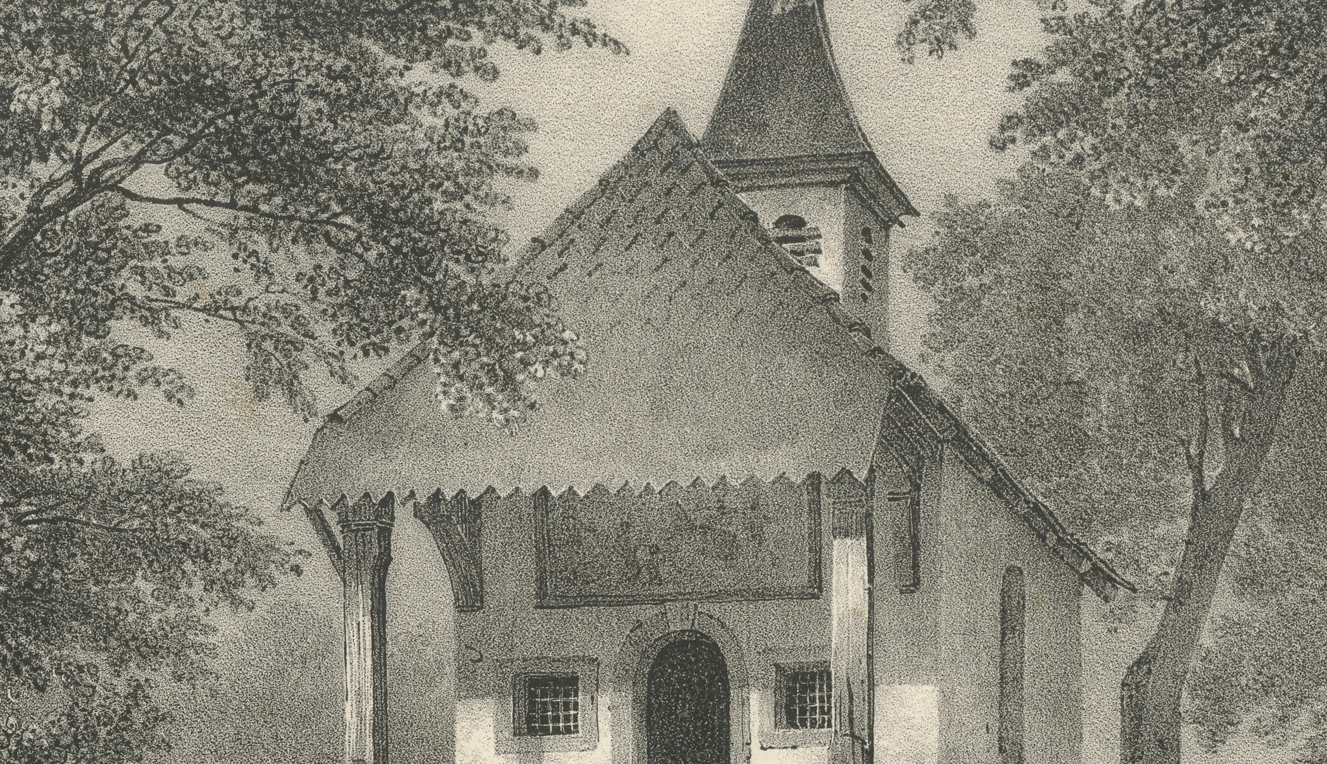 Antique Swiss Lithograph, Chapelle de Küsnacht, William Tell Scene, 1825