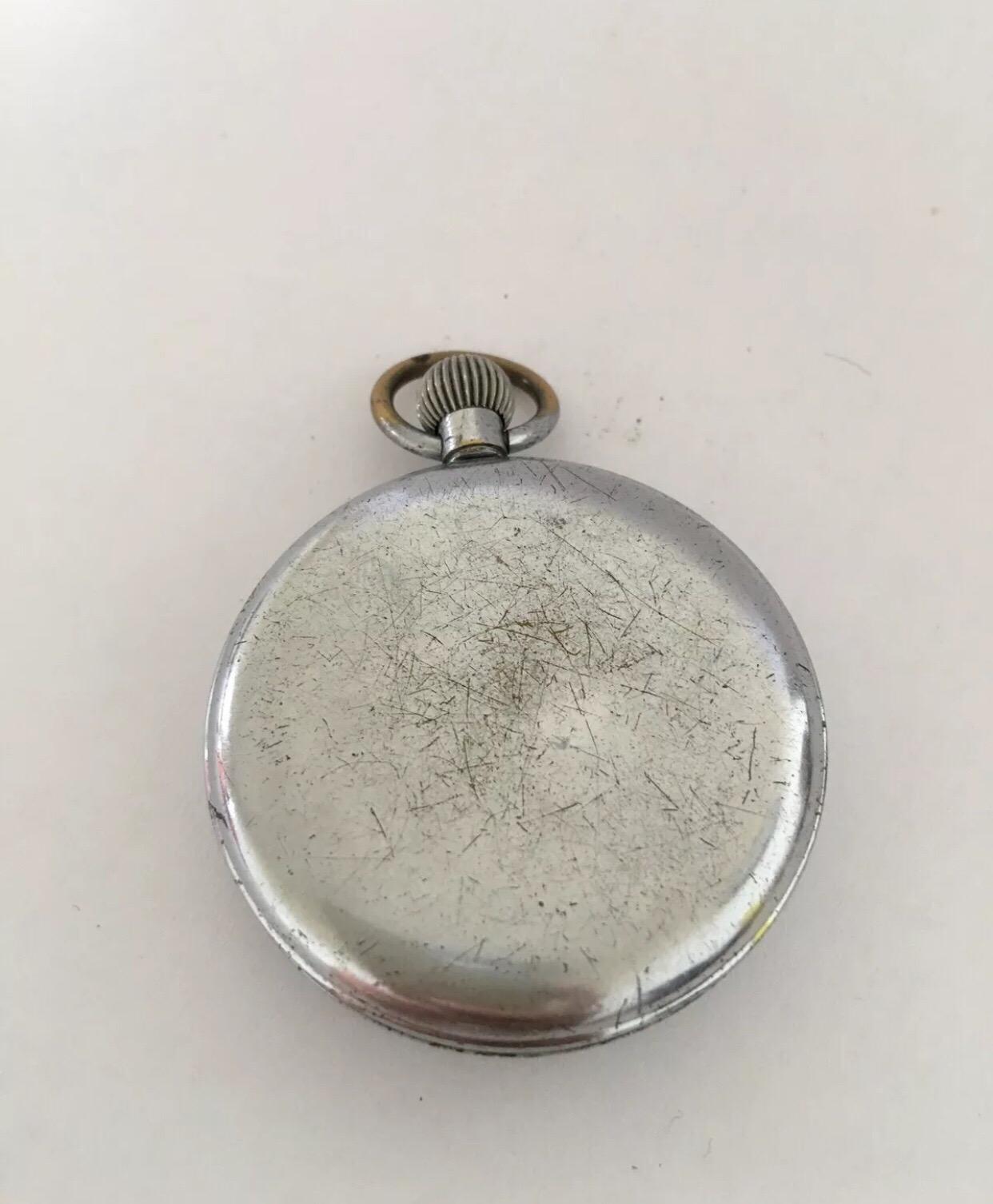 
Antique Swiss Made Pocket Watch.

This standard size watch is working and ticking well. But I cannot guarantee the time accuracy. Its 20 minutes faster in a day. The silver plated watch case is a bit tarnished as it’s wear and tear. Please study