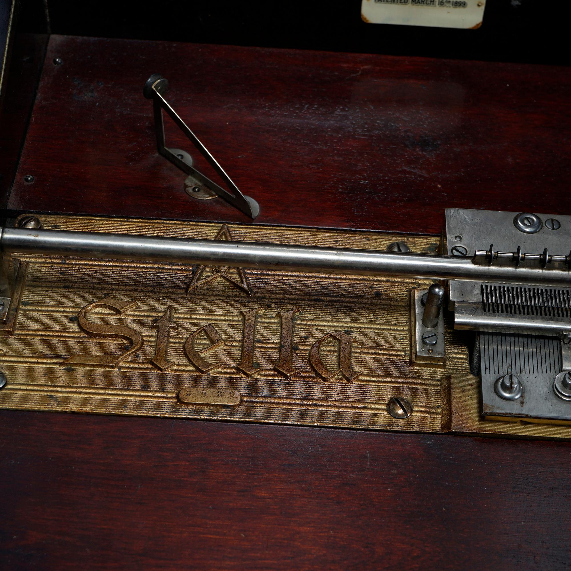 Mahogany Antique Swiss Made Stella Upright Disc Music Box, Circa 1890