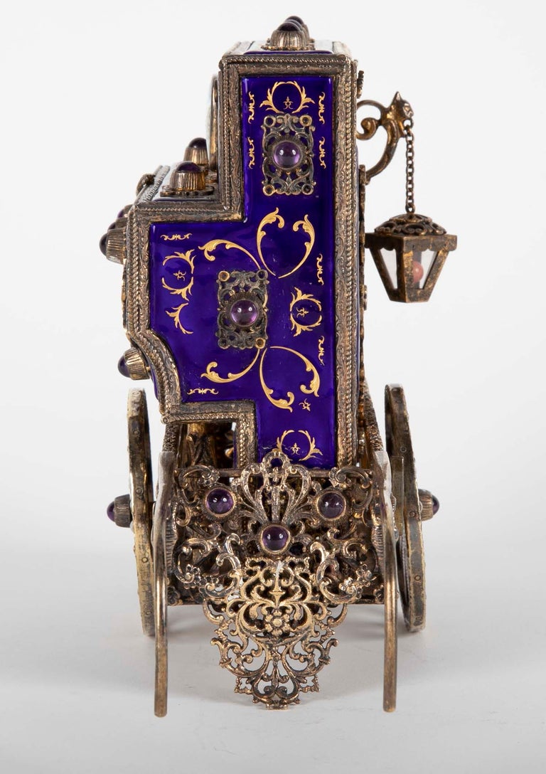 Antique Swiss Music Box in Organ Grinders Cart Form by Charles Reuge at