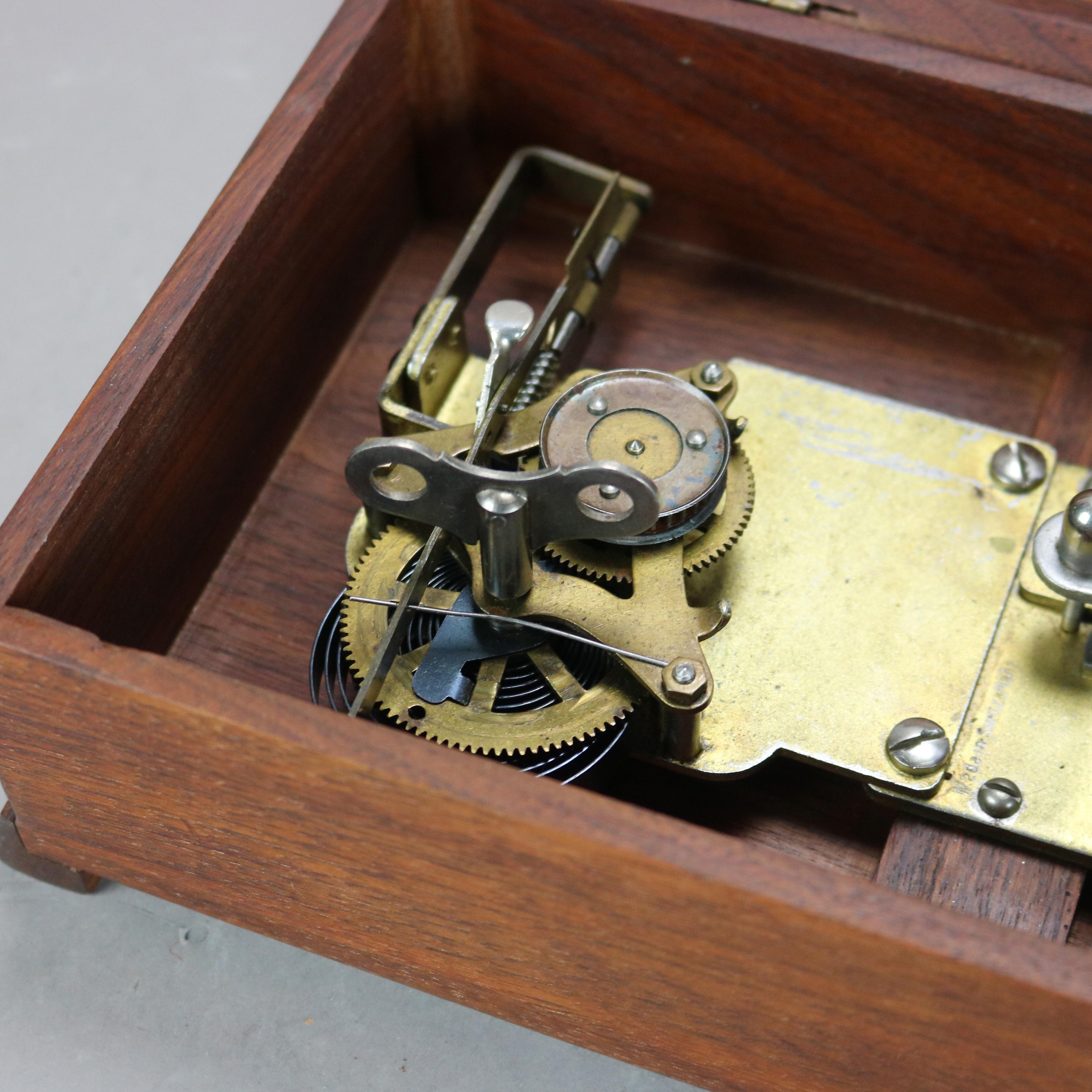 Antique Swiss Music Box with Eleven 4.5” Disks C1890 2