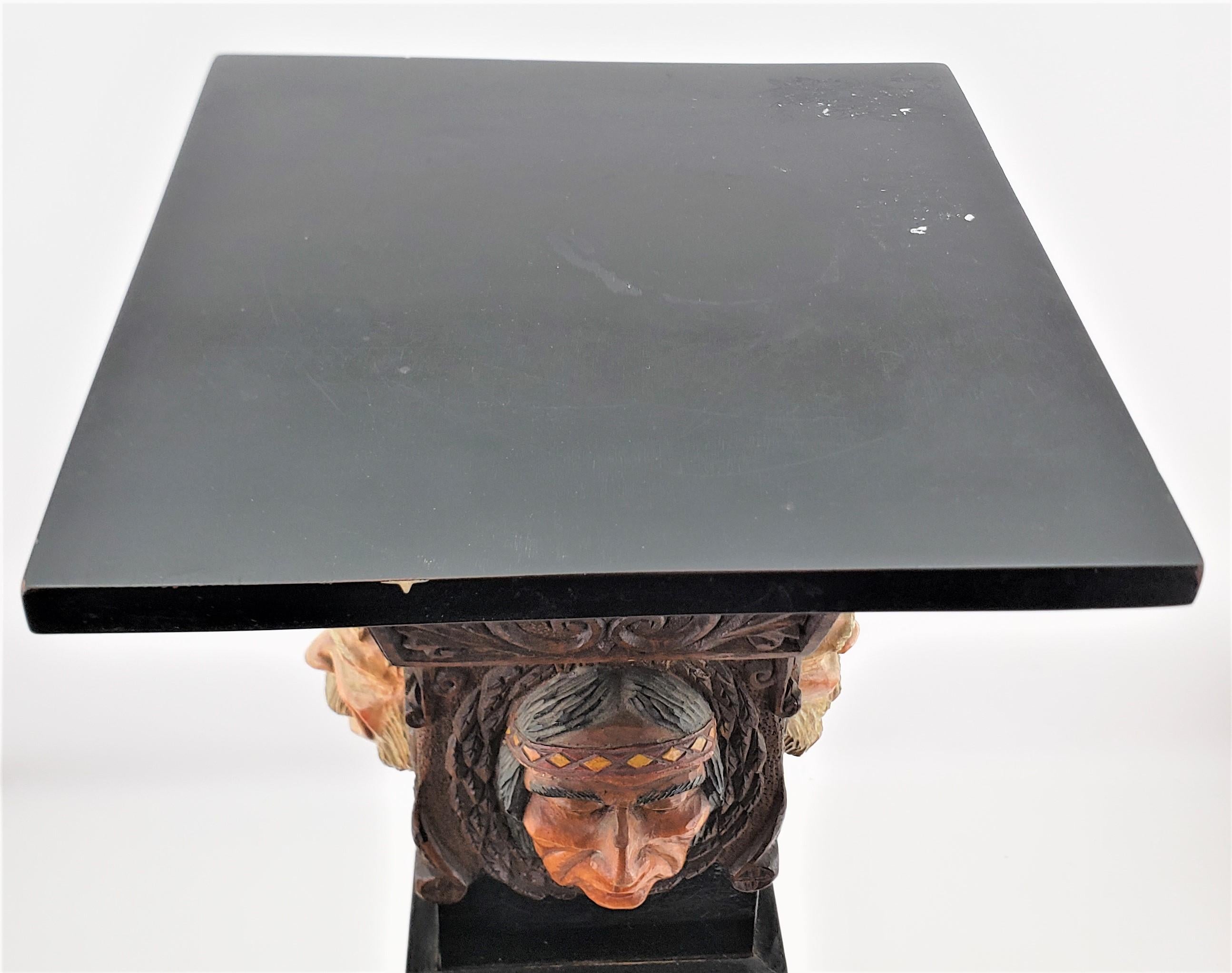 Antique Swiss or German Black Forest Styled Hand-Carved & Painted Pedestal For Sale 9