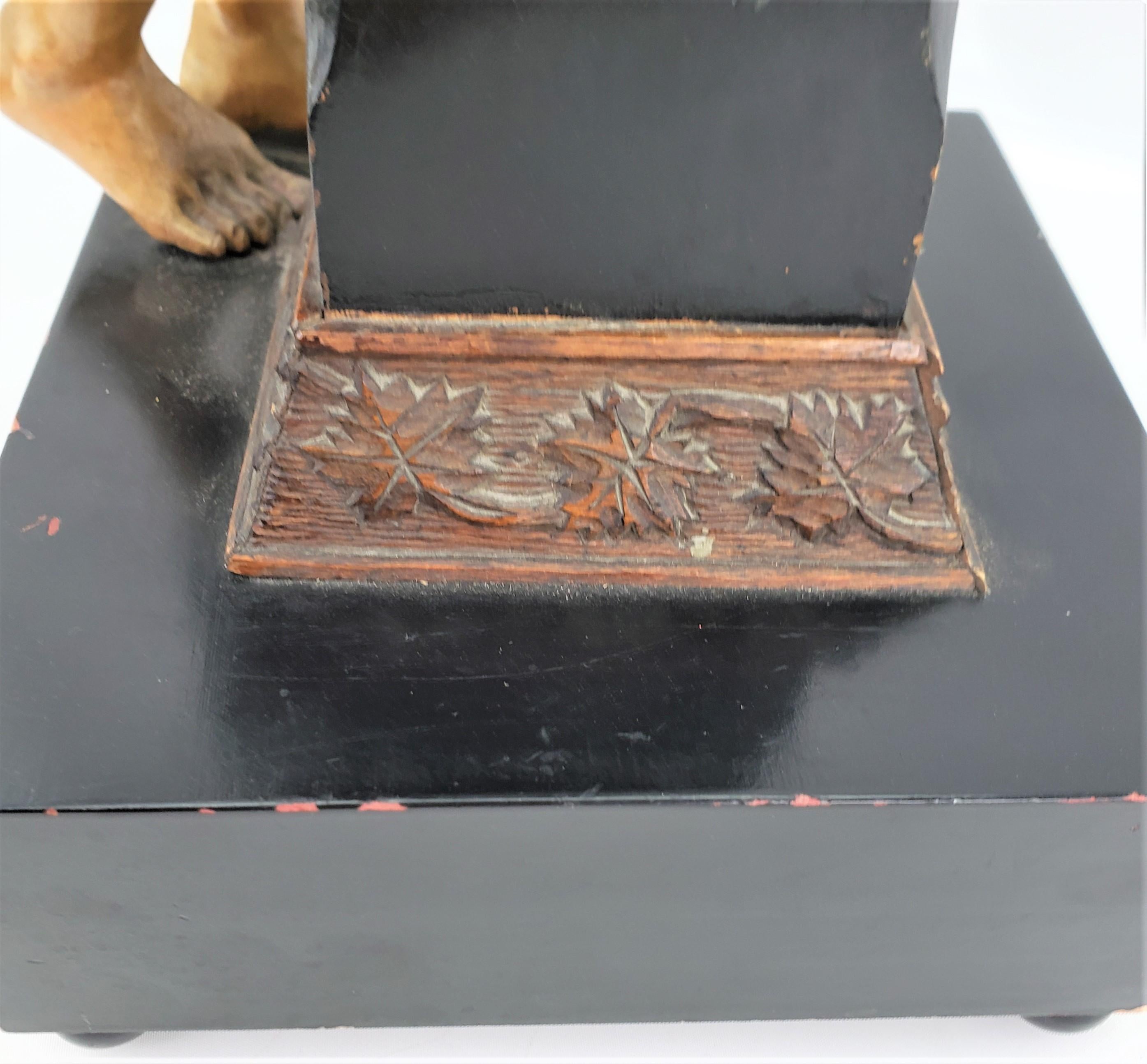 Antique Swiss or German Black Forest Styled Hand-Carved & Painted Pedestal For Sale 8
