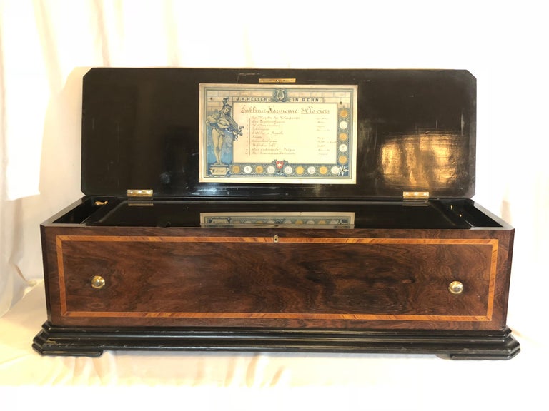 Antique Swiss Rosewood Cylinder Music Box, circa 1890 at 1stDibs