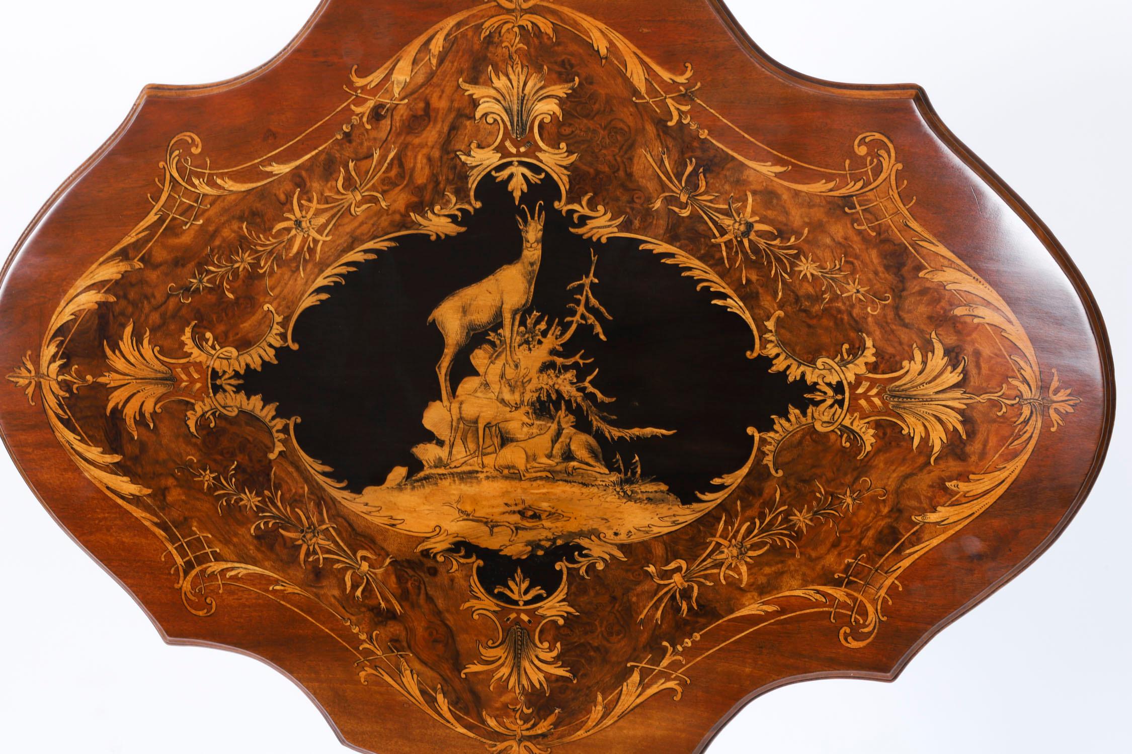 Antique Swiss Walnut Marquetry Occasional Table 19th Century en vente 5