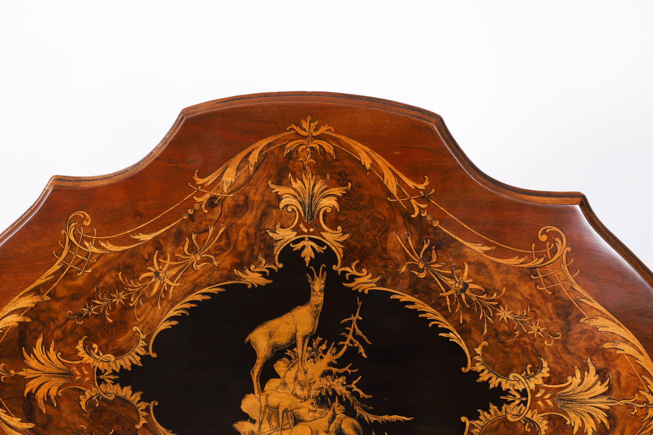 Antique Swiss Walnut Marquetry Occasional Table 19th Century en vente 6