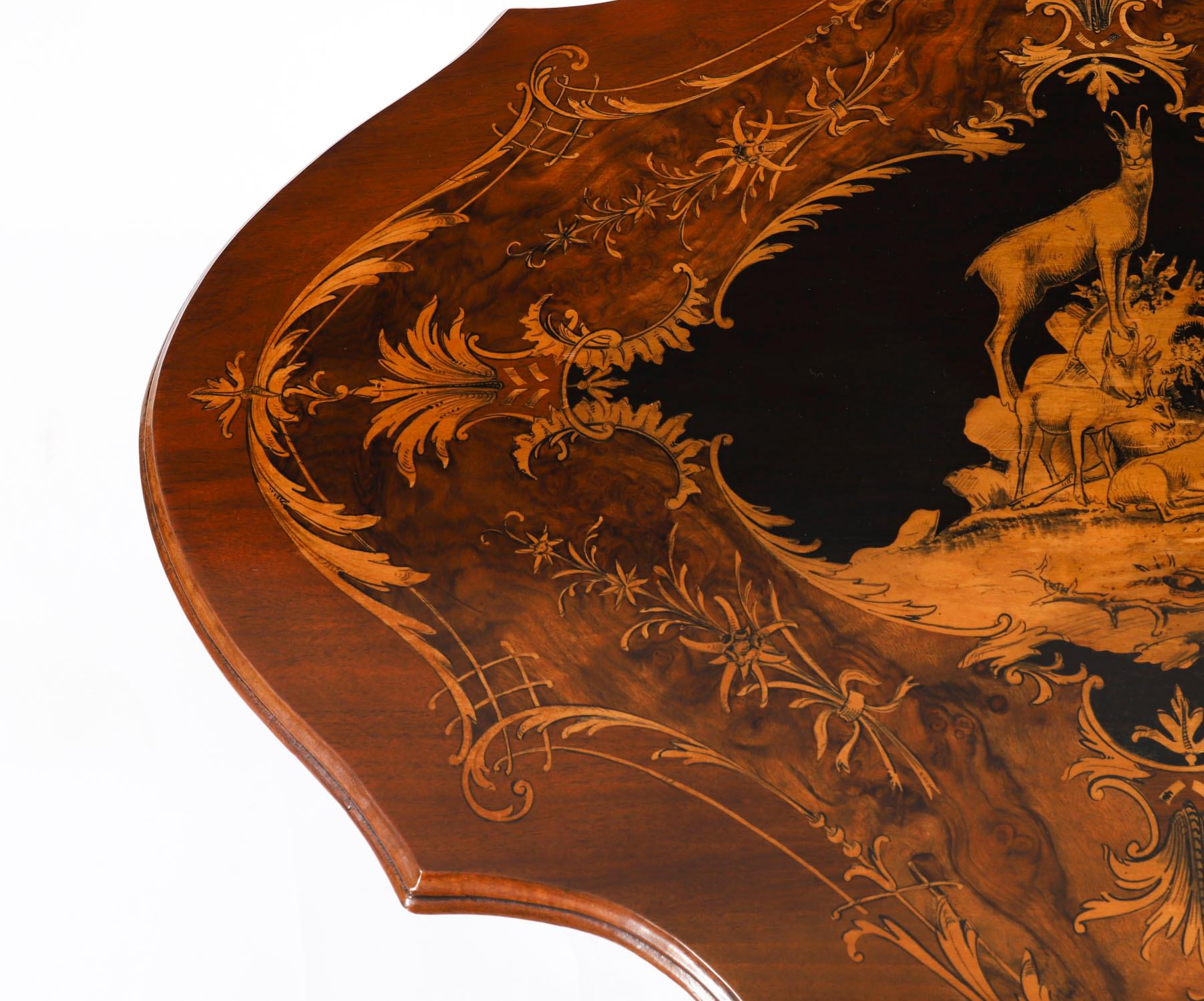 Antique Swiss Walnut Marquetry Occasional Table 19th Century Bon état - En vente à London, GB