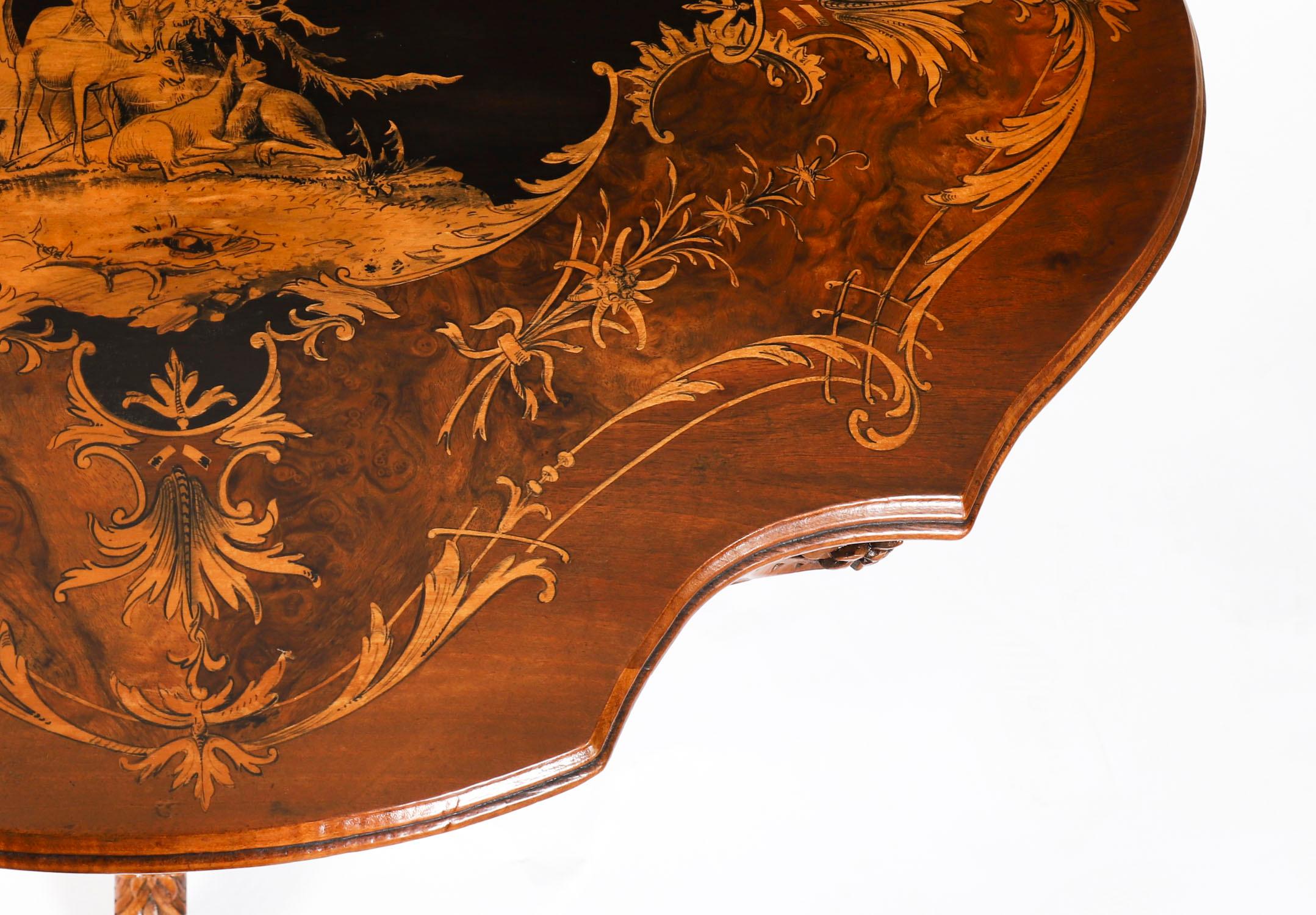 XIXe siècle Antique Swiss Walnut Marquetry Occasional Table 19th Century en vente