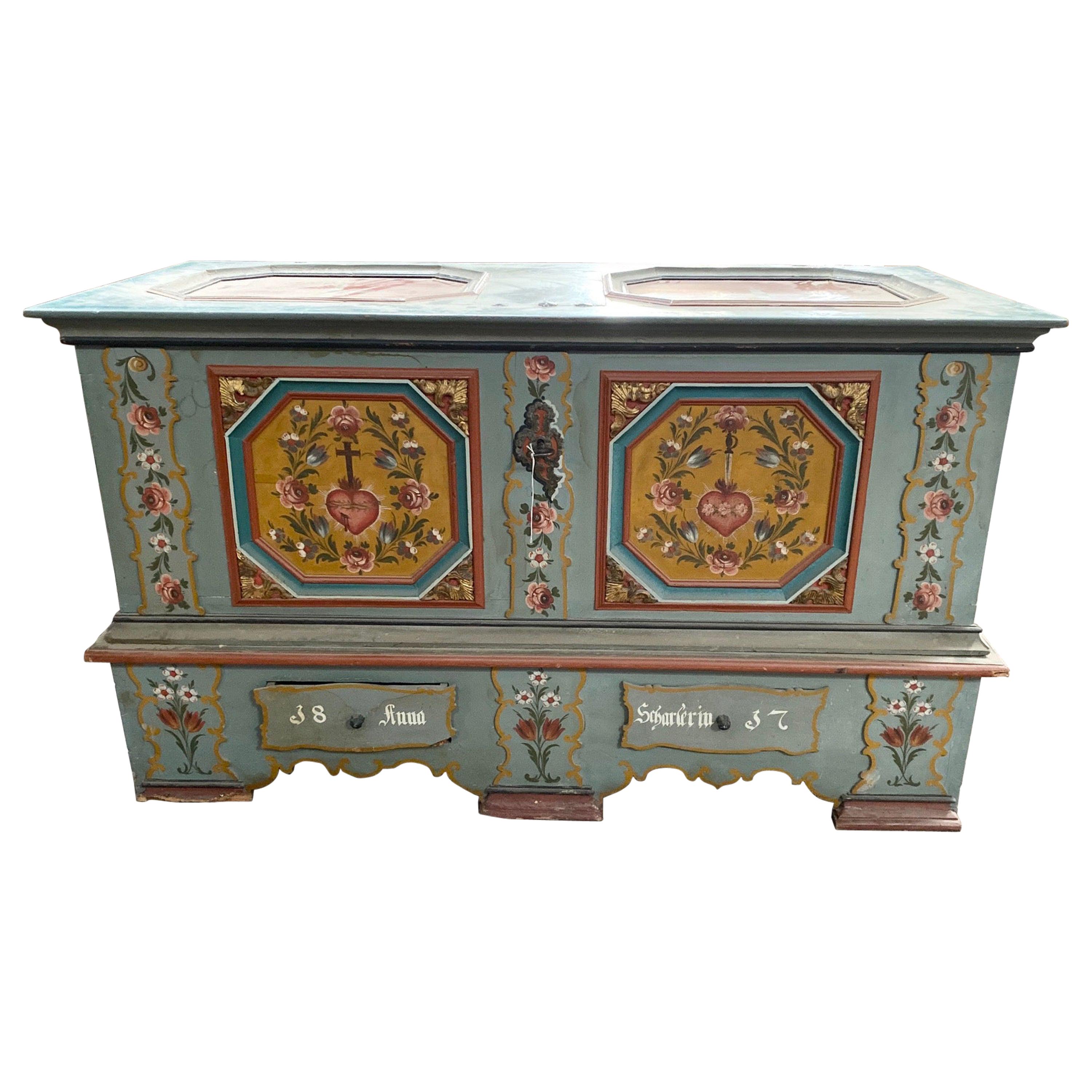 Antique Swiss Wedding Chest For Sale