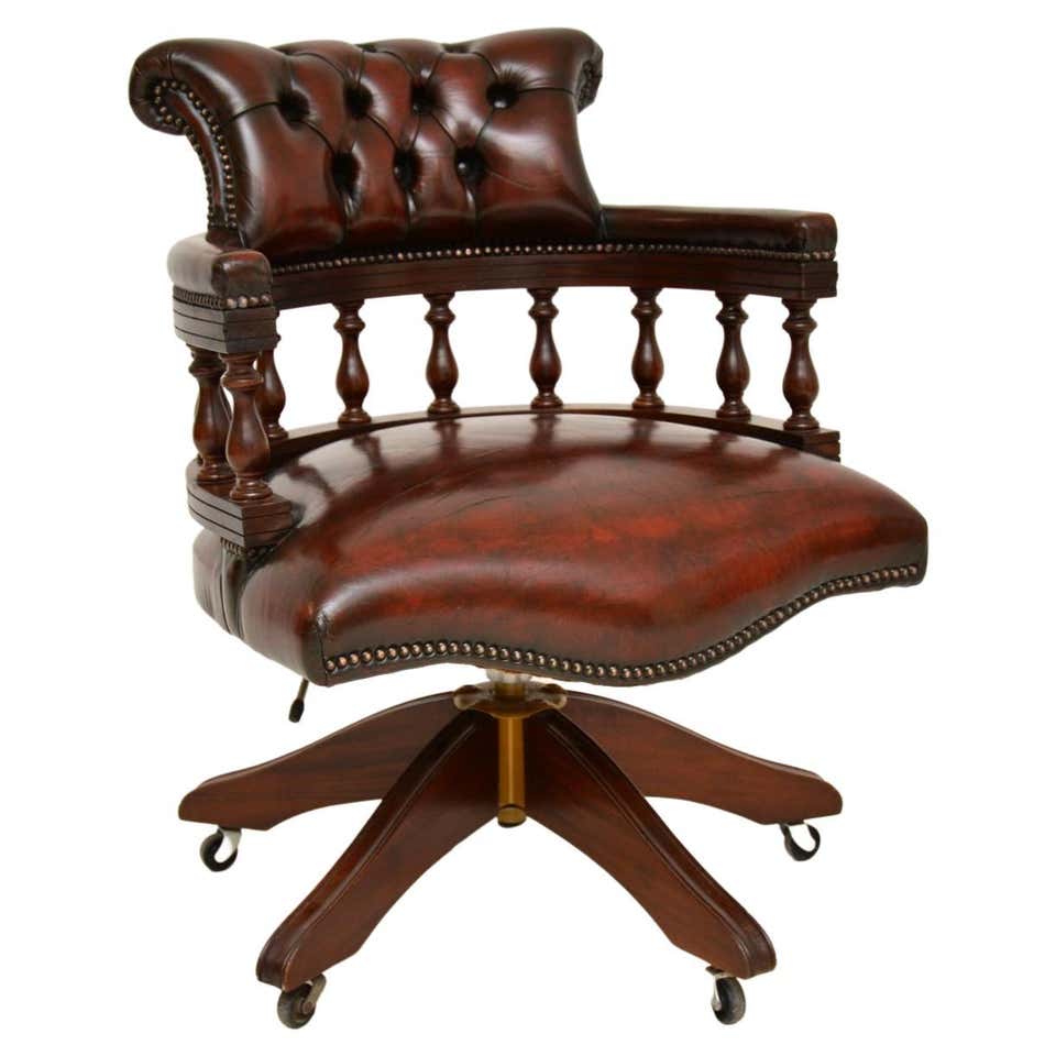 Antique Leather and Mahogany Desk Chair at 1stDibs | antique leather ...