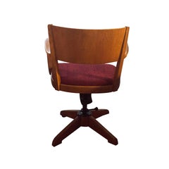 Antique Swivel Chair from Sweden 1920s in Solid Oak and Cast Iron