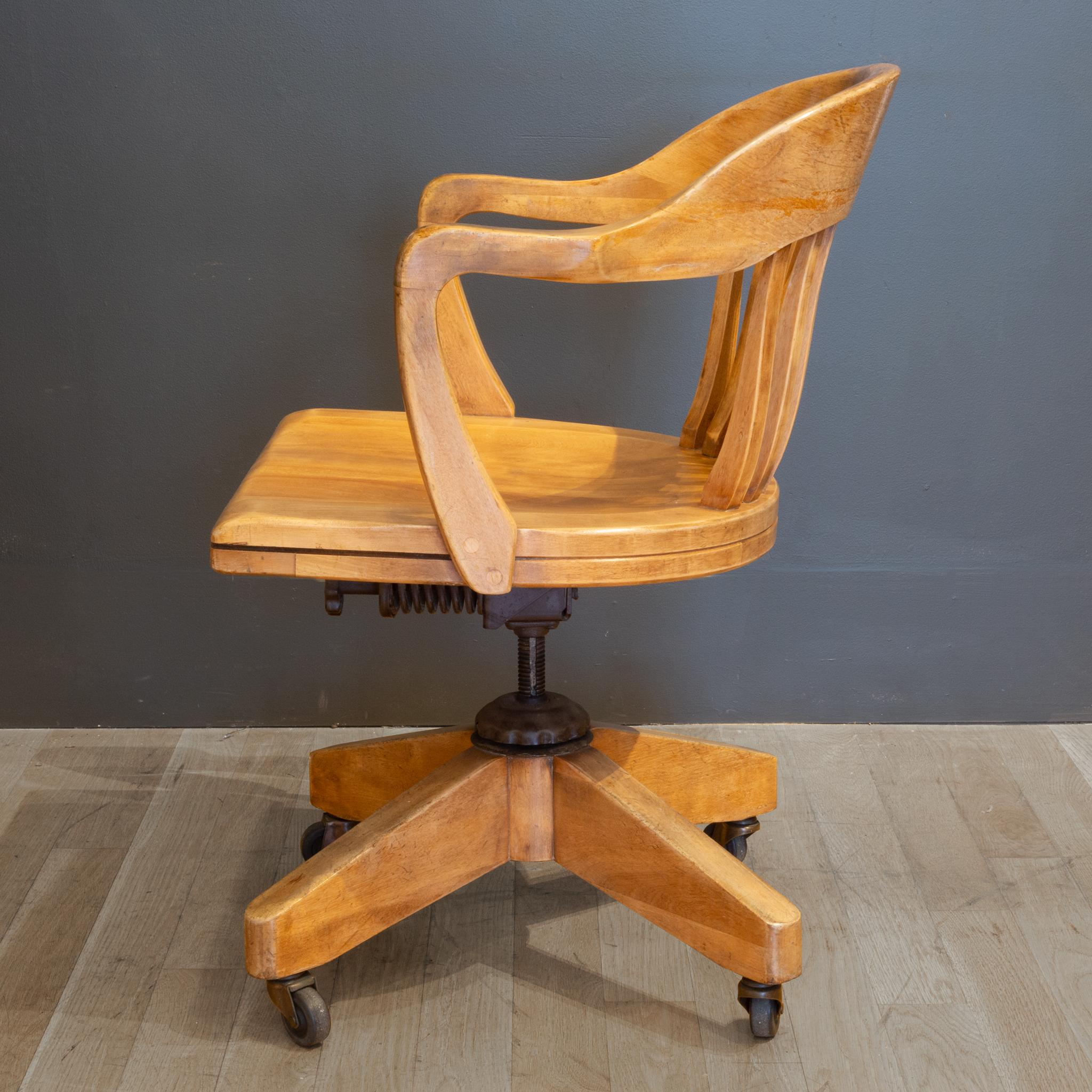 antique oak swivel desk chair