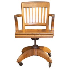 Antique Swivel Oak Desk Chair, circa 1940