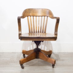 Antique Swivel Oak Desk Chair, circa 1940