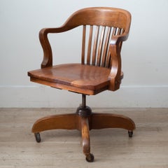 Antique Swivel Oak Desk Chair, circa 1940