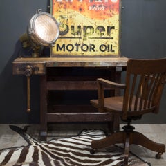 Antique Swivel Oak Desk Chair, circa 1940