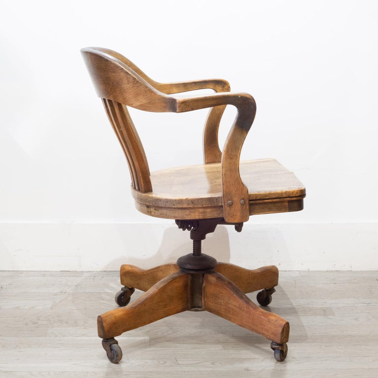 Antique Swivel Oak Desk Chair, circa 1940 at 1stDibs antique swivel chair, antique oak swivel