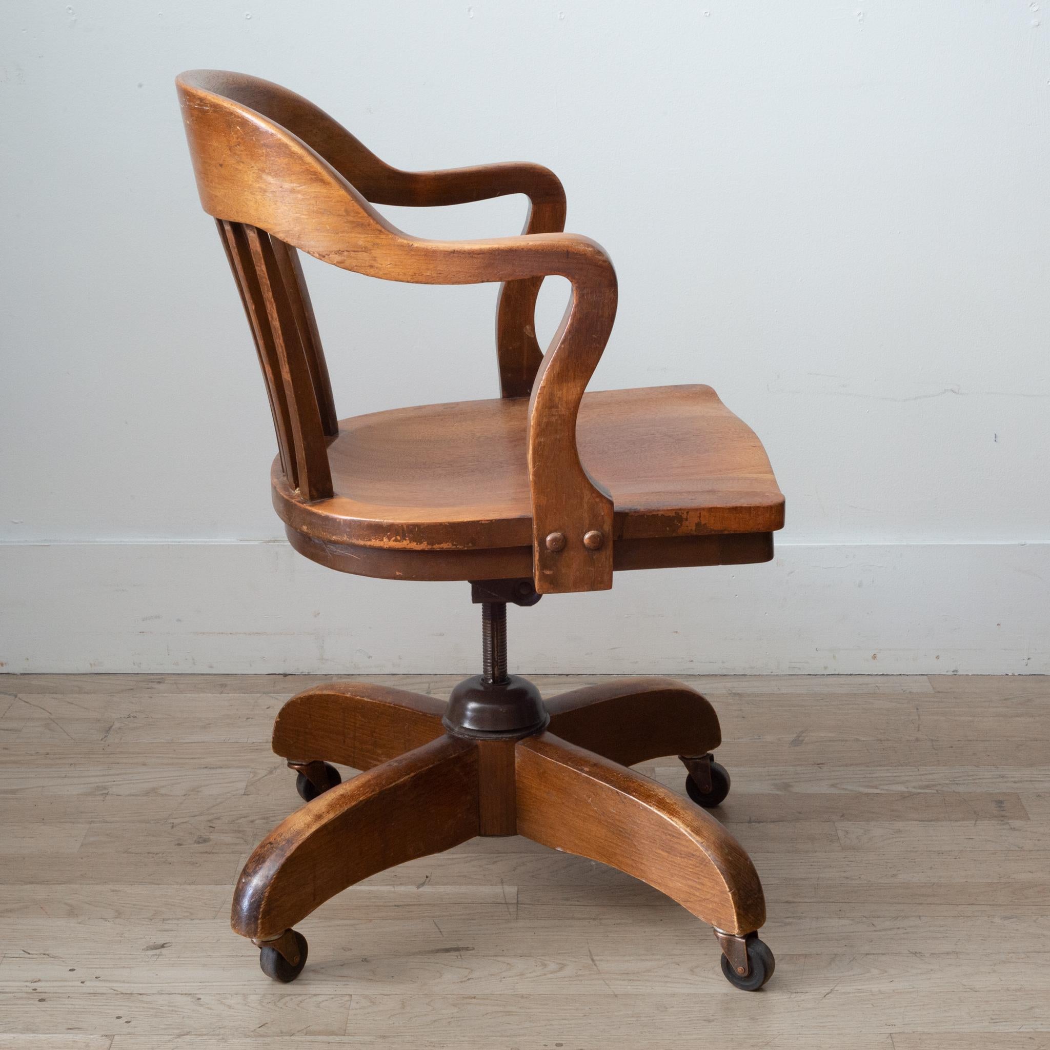 wooden swivel chair