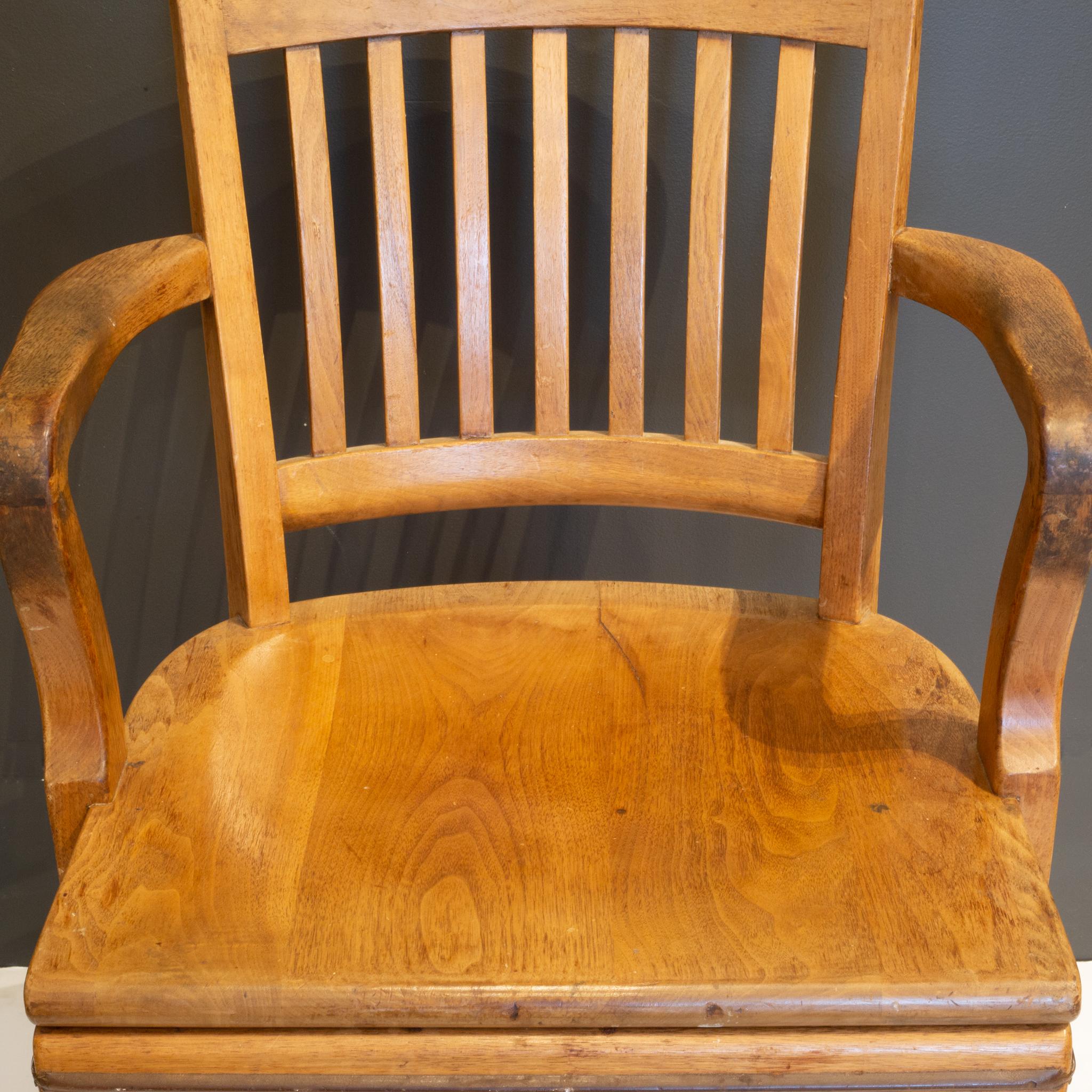 Antique Swivel Oak Desk Chair, circa 1940 In Good Condition In San Francisco, CA