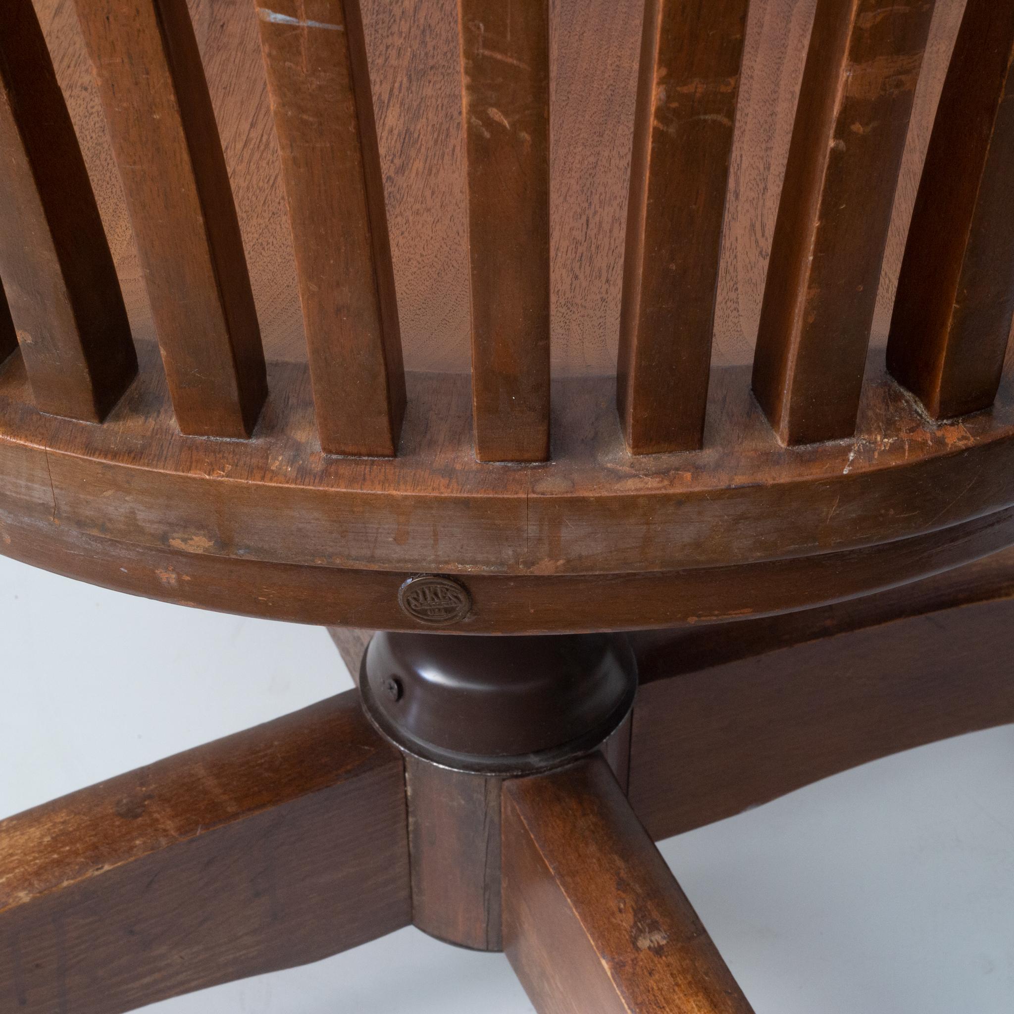 Antique Swivel Oak Desk Chair, circa 1940 In Good Condition In San Francisco, CA