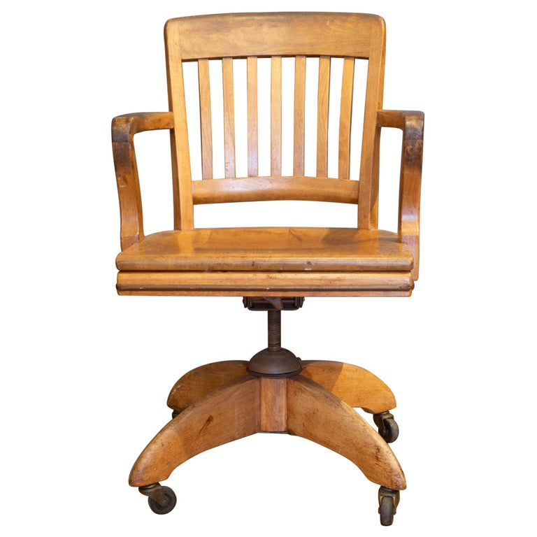 Antique Swivel Oak Desk Chair Circa, Antique Swivel Office Chair