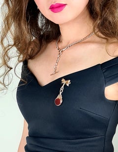 Colgante/dije antiguo con sello giratorio Cornalina y piedra de sangre Hallmarked británico