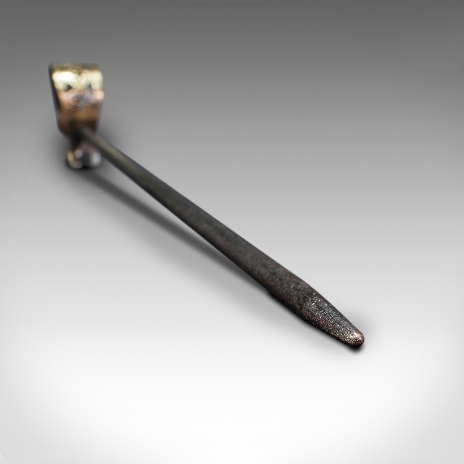 Antique Sword Poker, English, Oak, Brass, Steel, Fireside Tool, Edwardian, 1910 3