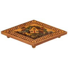 Antique Sycamore Tunbridge Ware Cribbage Board, Early 19th Century