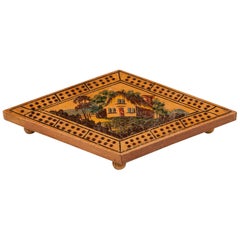 Antique Sycamore Tunbridge Ware Cribbage Board, Early 19th Century