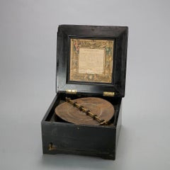 Antique Symphonion Swiss Music Box with 11 Discs, c1890