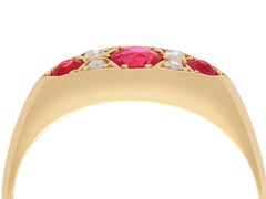 Antique Synthetic Ruby and 0.12 Carat Diamond 18k Yellow Gold Dress Ring 1913