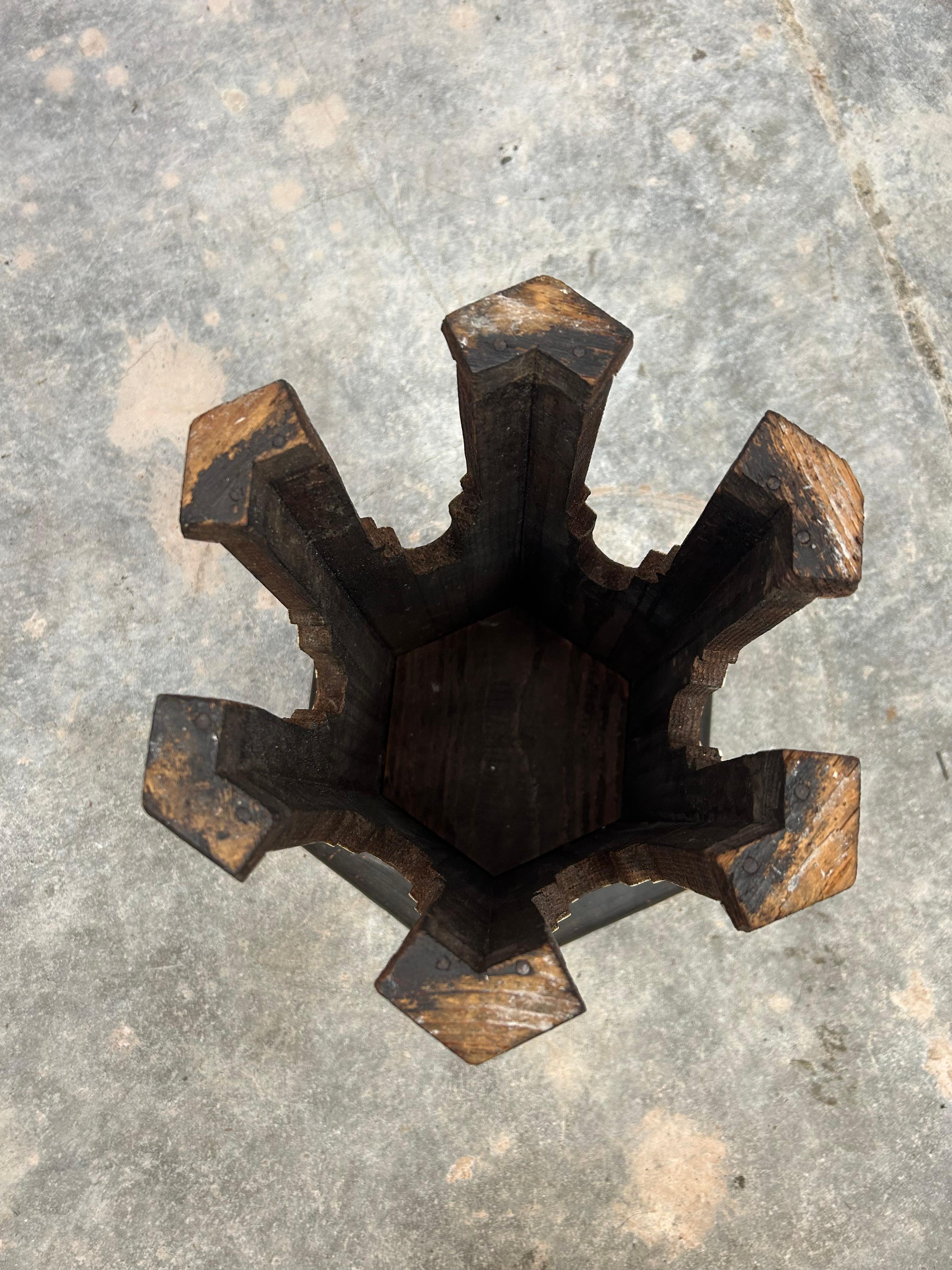 Antique Syrian 19th Century Bone & Mother of Pearl inlayed Hexagonal Table 3