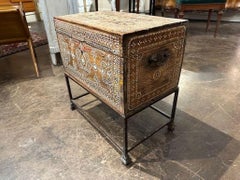 Antique Bone Inlaid Chest on Iron Base