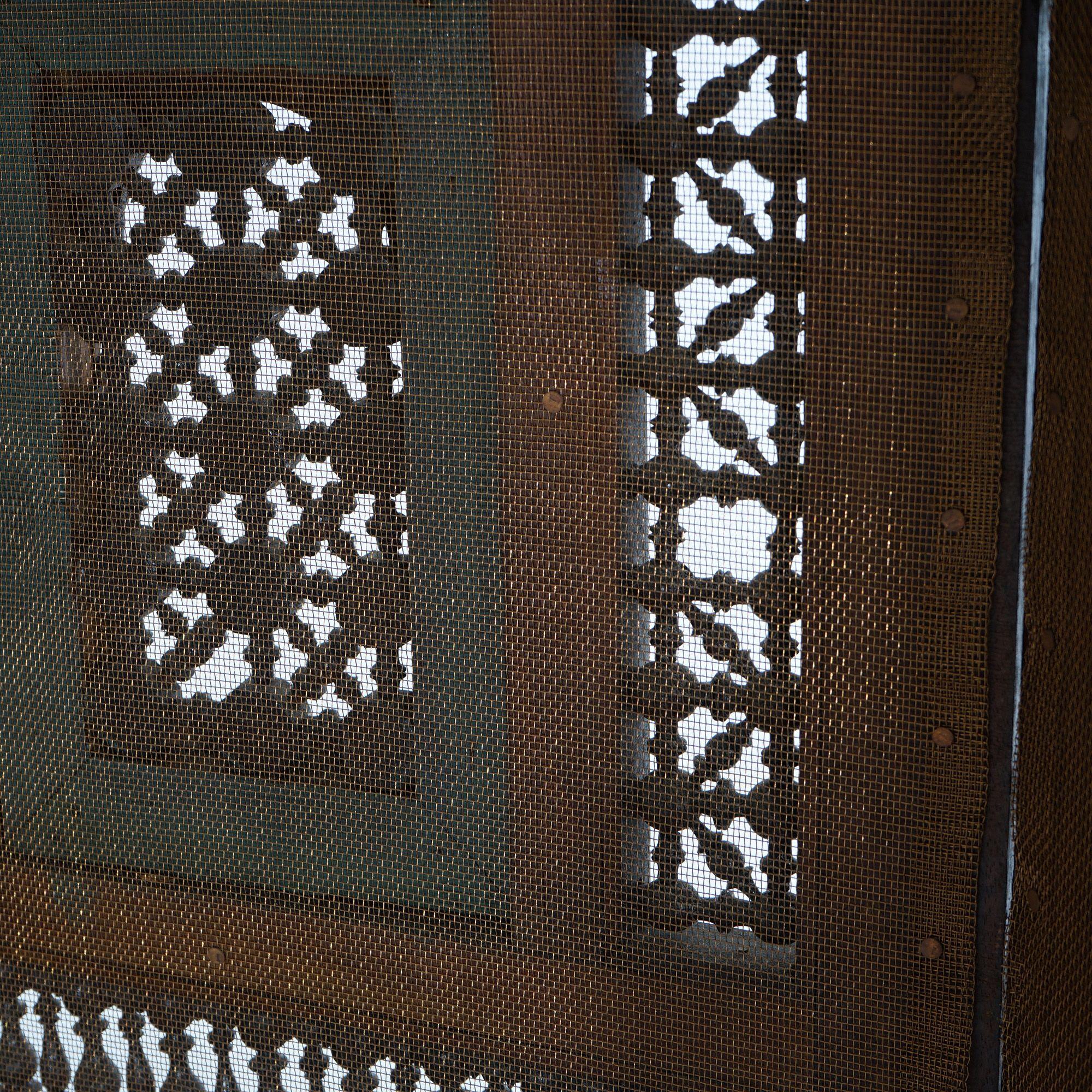 Antique Syrian Carved Hardwood & Mother of Pearl Screen with Crescent Moon 19thC 5
