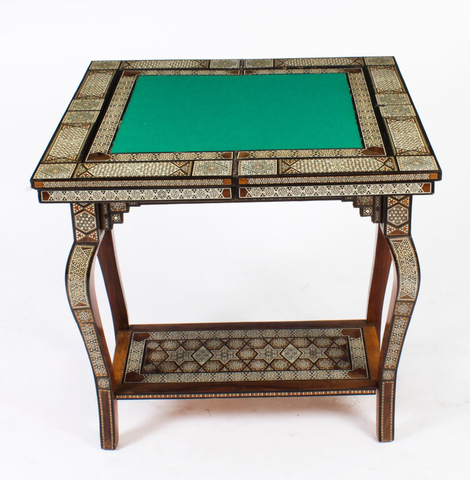 Antique Syrian Damascus Inlaid Card, Chess, Backgammon, Games Table, 1910s In Good Condition In London, GB