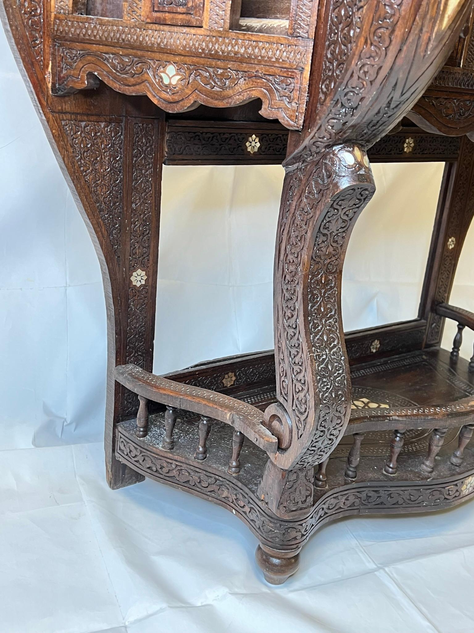 Antique Syrian Inlaid Console and Mirror Circa 1900 For Sale 6