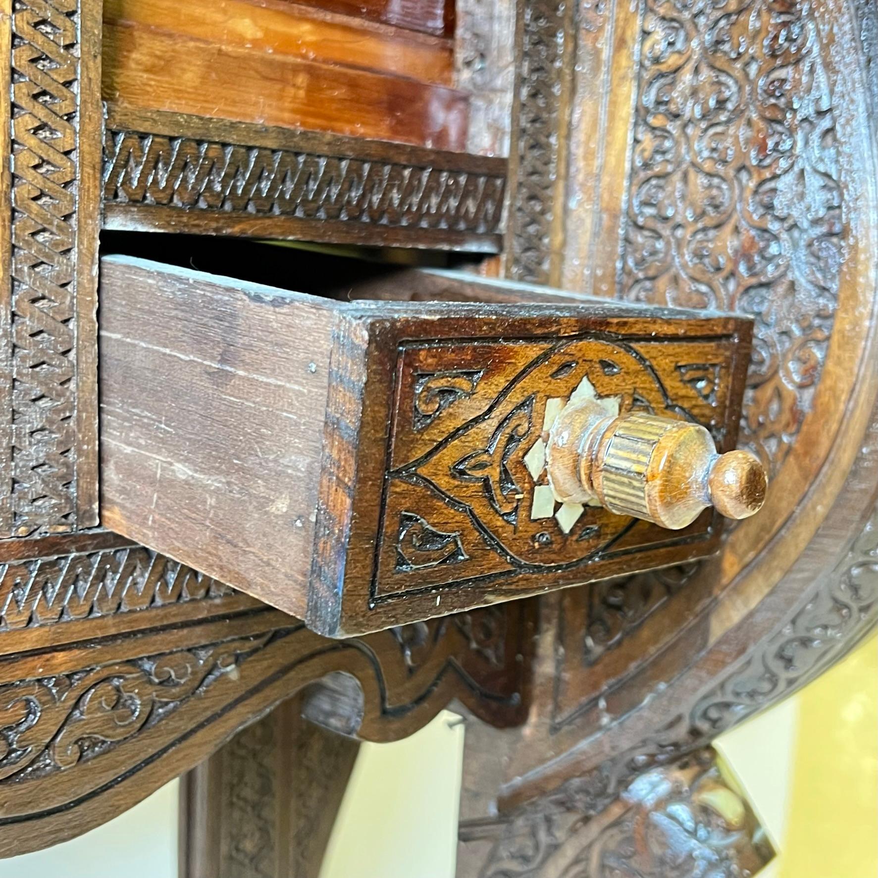 Antique Syrian Inlaid Console and Mirror Circa 1900 For Sale 8
