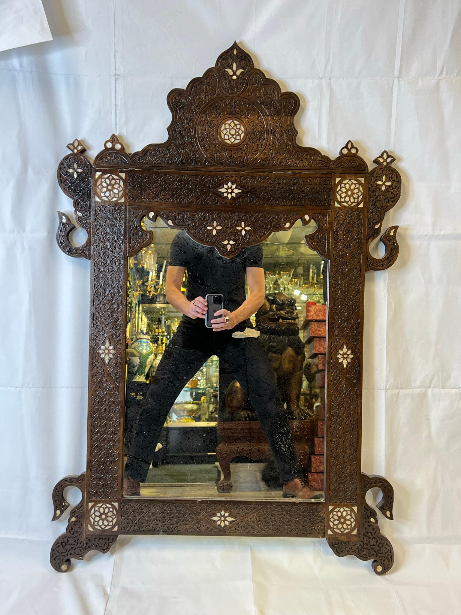Antique Syrian Inlaid Console and Mirror Circa 1900 11