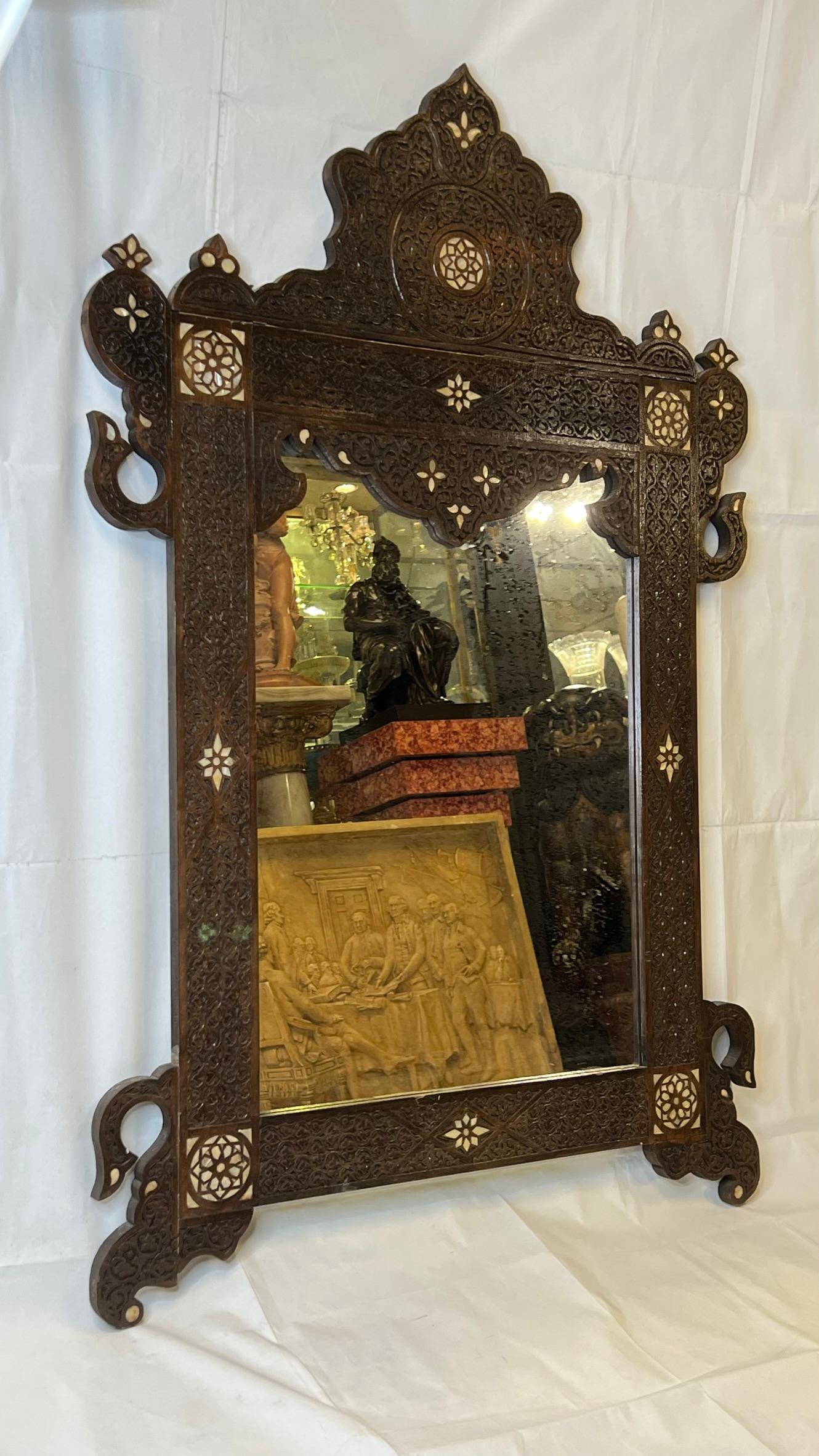 Antique Syrian Inlaid Console and Mirror Circa 1900 For Sale 12