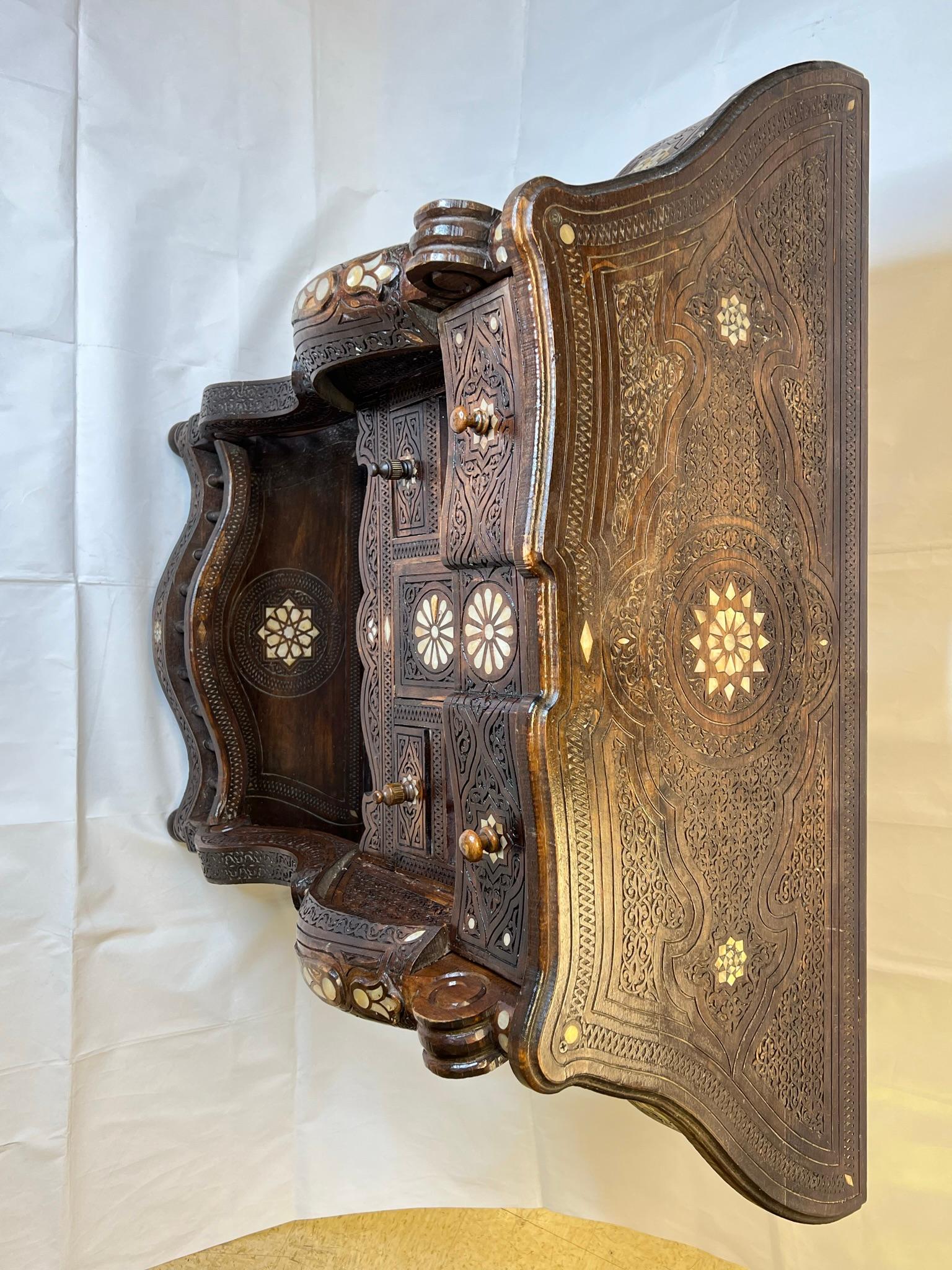 Antique Syrian Inlaid Console and Mirror Circa 1900 2