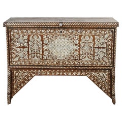 Antique Syrian Mother of Pearl Inlay Wedding Trunk