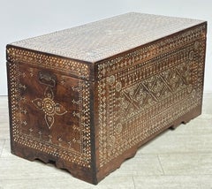 Antique Syrian Trunk with Inlay, 19th Century