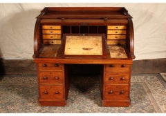 Antique T. Wallis And Co. London Mahogany Roll Top Desk
